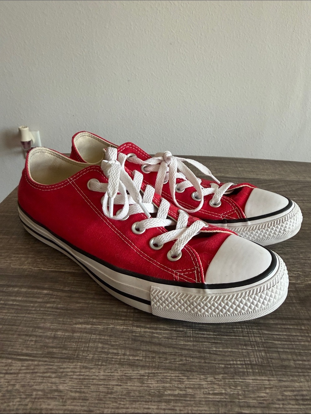 Converse Red Low-Top Canvas Sneakers with White Accents